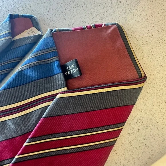 Vintage Yves Saint Laurent Red and Blue Striped Tie NWT - Picture 5 of 10